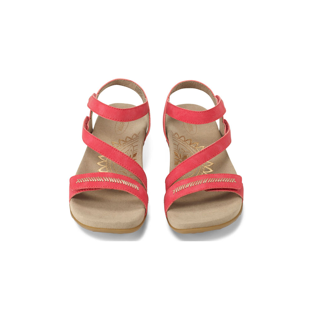 Aetrex Women's Gabby Adjustable Arch Support Sandals - Red | USA EAXKW6A